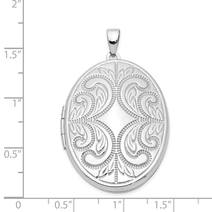 TreasureFineJewelers Rings Sterling Silver Rhodiumplated Scroll Design Oval 6Frame Family Locket