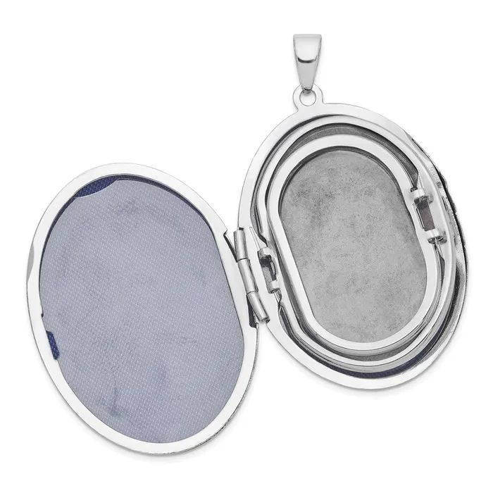 TreasureFineJewelers Rings Sterling Silver Rhodiumplated Scroll Design Oval 6Frame Family Locket
