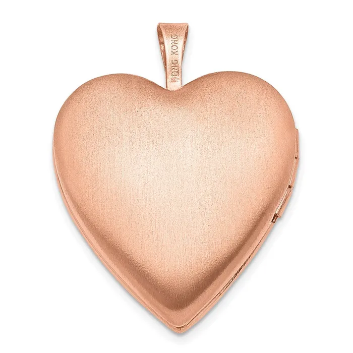 TreasureFineJewelers Rings Sterling Silver Rose Goldplated 20mm Polished Swirl Heart Locket