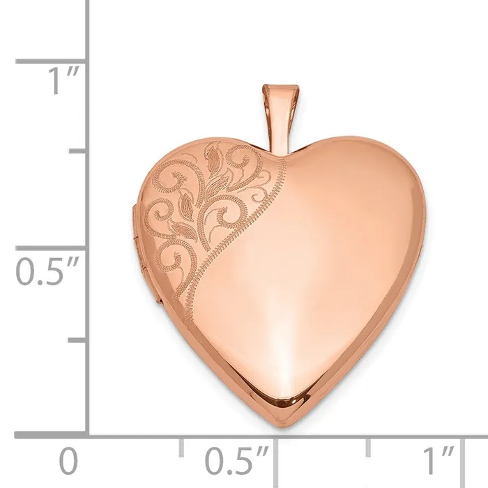 TreasureFineJewelers Rings Sterling Silver Rose Goldplated 20mm Polished Swirl Heart Locket