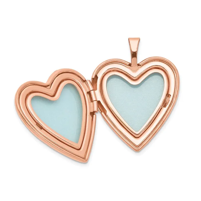 TreasureFineJewelers Rings Sterling Silver Rose Goldplated 20mm Polished Swirl Heart Locket