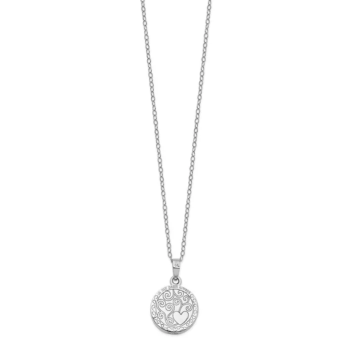 TreasureFineJewelers Sentimental Expressions Sterling Silver Antiqued In My Heart Ash Holder 18 Inch Necklace Necklaces
