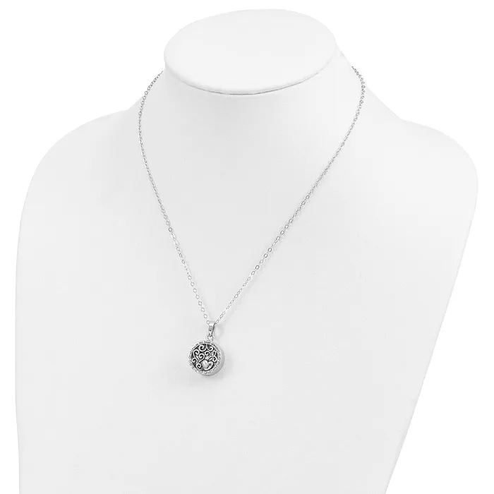 TreasureFineJewelers Sentimental Expressions Sterling Silver Antiqued In My Heart Ash Holder 18 Inch Necklace Necklaces