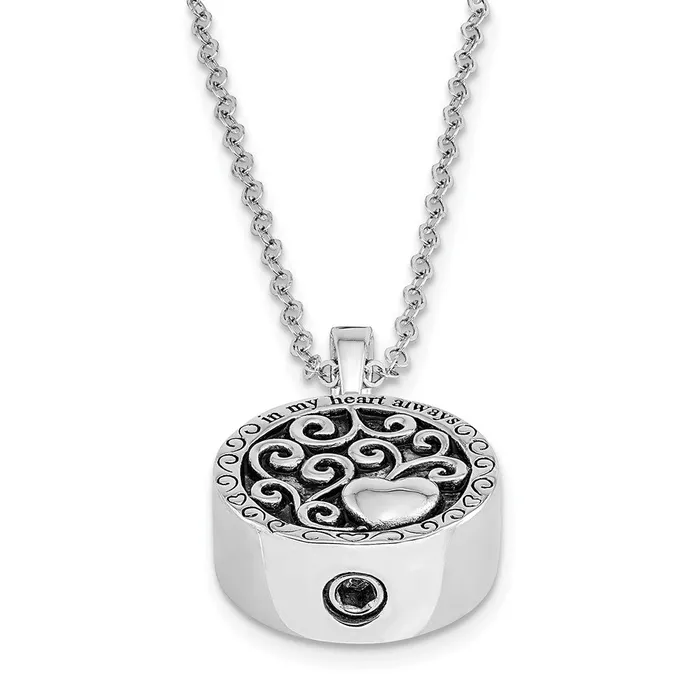 TreasureFineJewelers Sentimental Expressions Sterling Silver Antiqued In My Heart Ash Holder 18 Inch Necklace Necklaces
