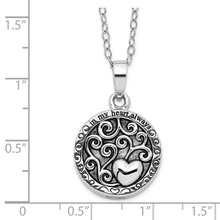 TreasureFineJewelers Sentimental Expressions Sterling Silver Antiqued In My Heart Ash Holder 18 Inch Necklace Necklaces