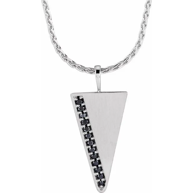 TreasureFineJewelers Sterling Silver 15 CTW Black Diamond Triangle 24 Necklace Necklaces TreasureFineJewelers Sterling Silver 15 CTW Black Diamond Triangle 24 Necklace Necklaces