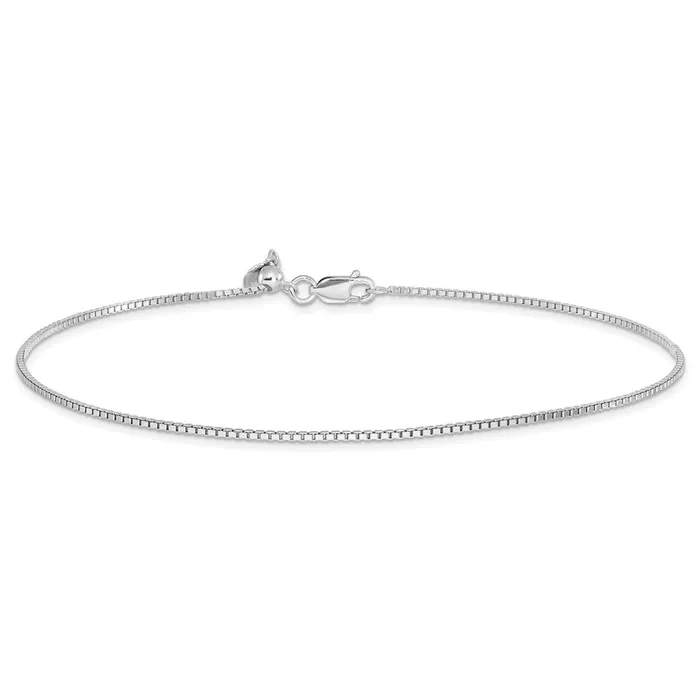 TreasureFineJewelers Sterling Silver 11in Adjustable Box Chain Rings