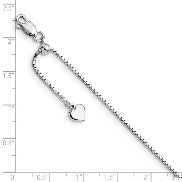 TreasureFineJewelers Sterling Silver 11in Adjustable Box Chain Rings