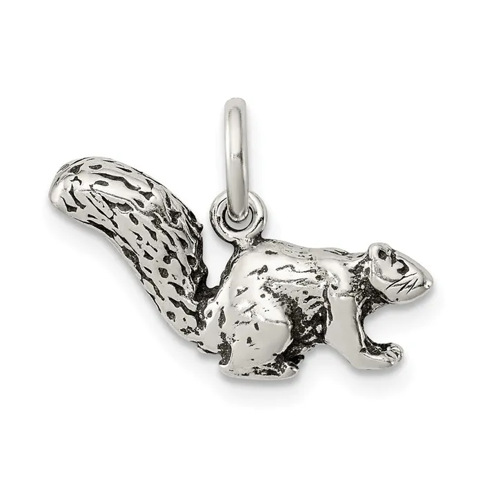 TreasureFineJewelers Sterling Silver Antiqued Squirrel Charm Rings