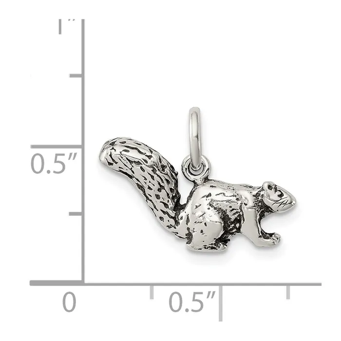 TreasureFineJewelers Sterling Silver Antiqued Squirrel Charm Rings