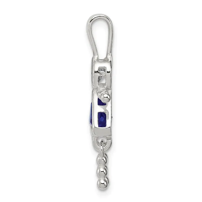 TreasureFineJewelers Sterling Silver CZ September Glass Girl Pendant Necklaces