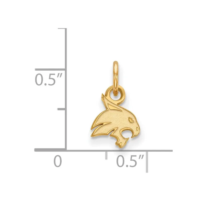 TreasureFineJewelers Sterling Silver Goldplated Texas State University Bobcat Extra Small Pendant Necklaces