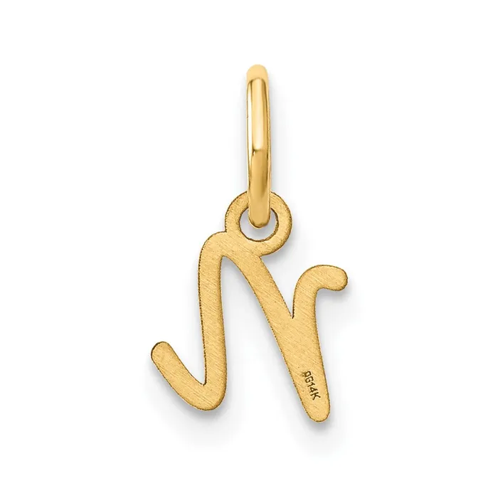 TreasureFineJewelers Sterling Silver Goldplated Upper case Letter N Initial Charm Necklaces