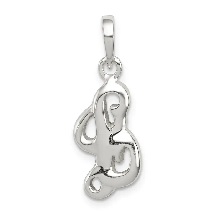 TreasureFineJewelers Sterling Silver Letter L Initial Pendant Necklaces