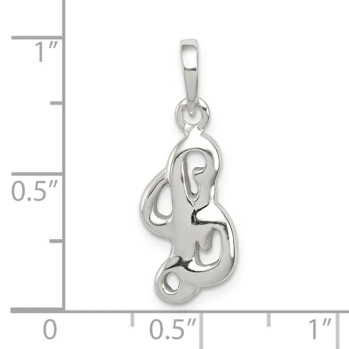 TreasureFineJewelers Sterling Silver Letter L Initial Pendant Necklaces
