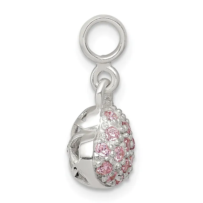 TreasureFineJewelers Sterling Silver Pink CZ Puffed Heart Enhancer Rings