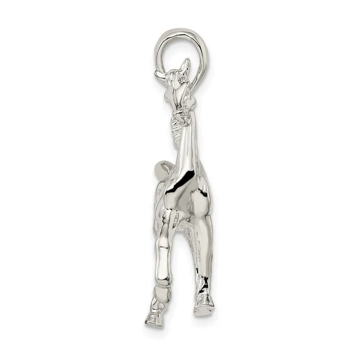 TreasureFineJewelers Sterling Silver Polished 3D Standing Horse Pendant Necklaces