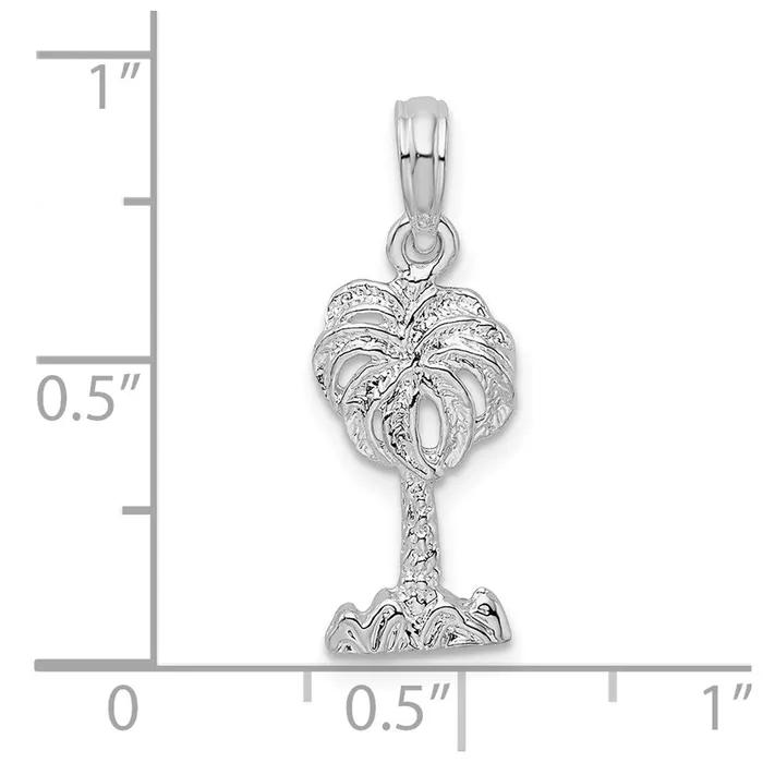 TreasureFineJewelers Sterling Silver Polished Palm Tree Pendant Necklaces