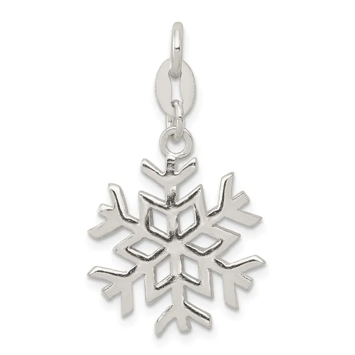 TreasureFineJewelers Sterling Silver Polished Snowflake Charm Rings