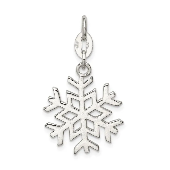 TreasureFineJewelers Sterling Silver Polished Snowflake Charm Rings