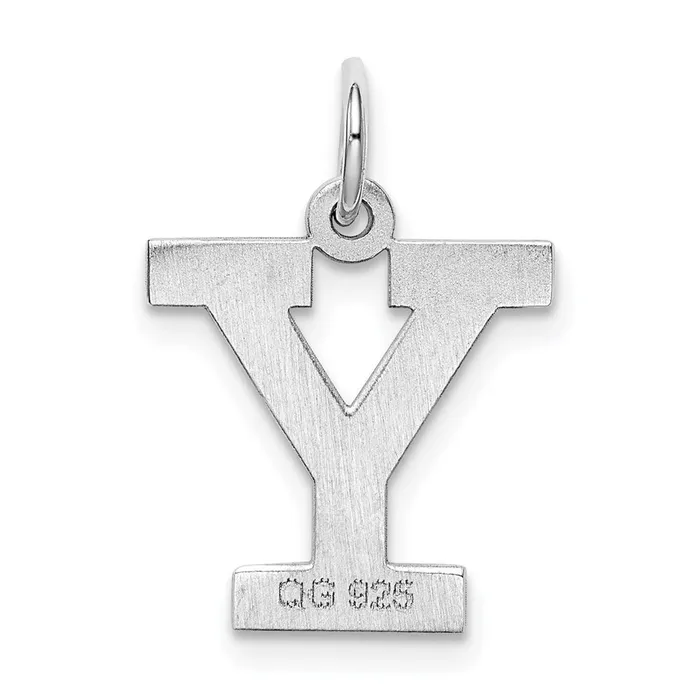 TreasureFineJewelers Sterling Silver Rhodiumplated Block Letter Y Initial Charm Rings