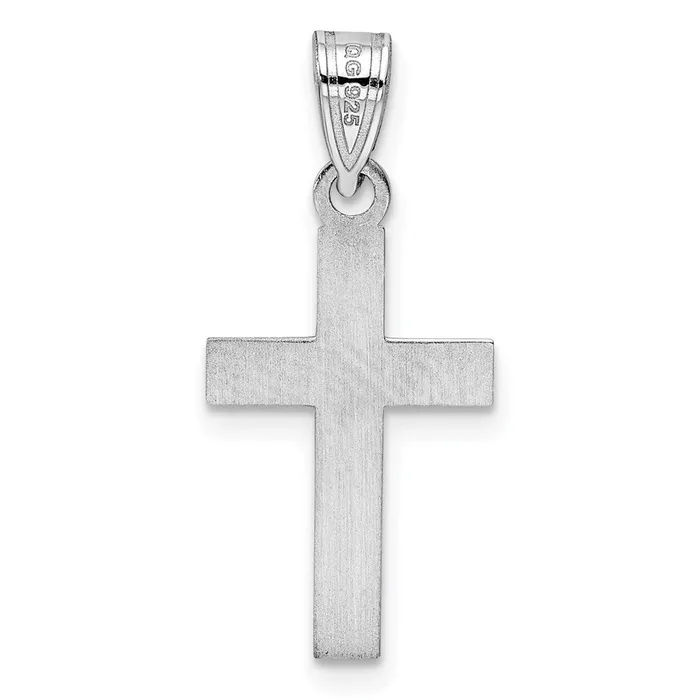 TreasureFineJewelers Sterling Silver Rhodiumplated Blue Enameled Cross Hatch Cross Charm Rings