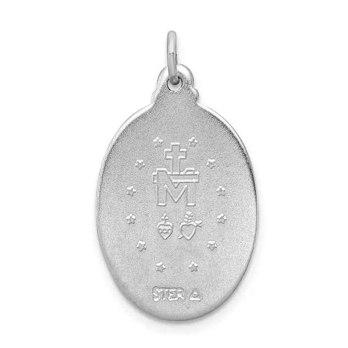TreasureFineJewelers Sterling Silver Rhodiumplated Miraculous Medal Rings
