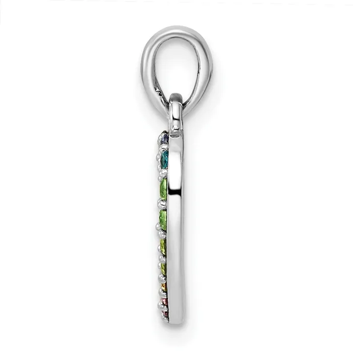 TreasureFineJewelers Sterling Silver Rhodiumplated Nano Crystal Heart Pendant Necklaces