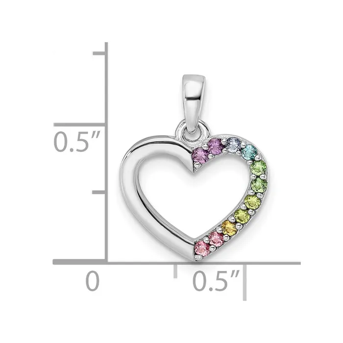 TreasureFineJewelers Sterling Silver Rhodiumplated Nano Crystal Heart Pendant Necklaces