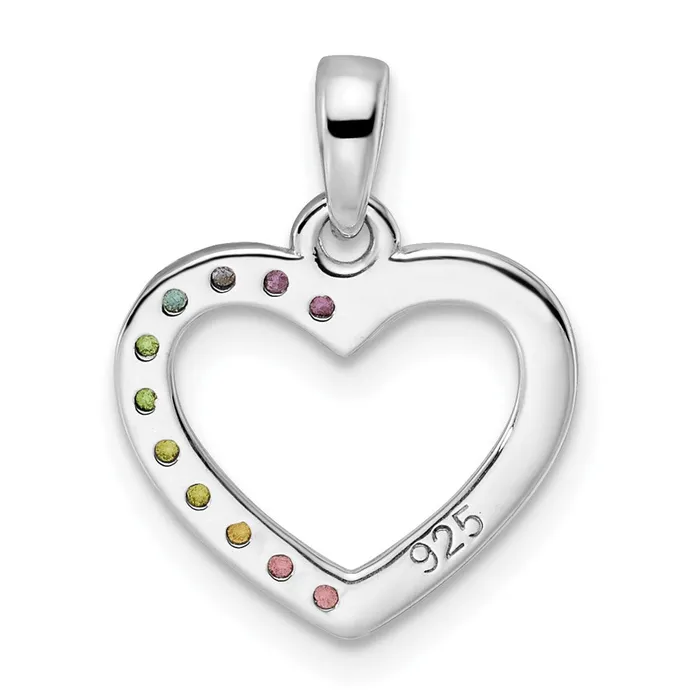 TreasureFineJewelers Sterling Silver Rhodiumplated Nano Crystal Heart Pendant Necklaces