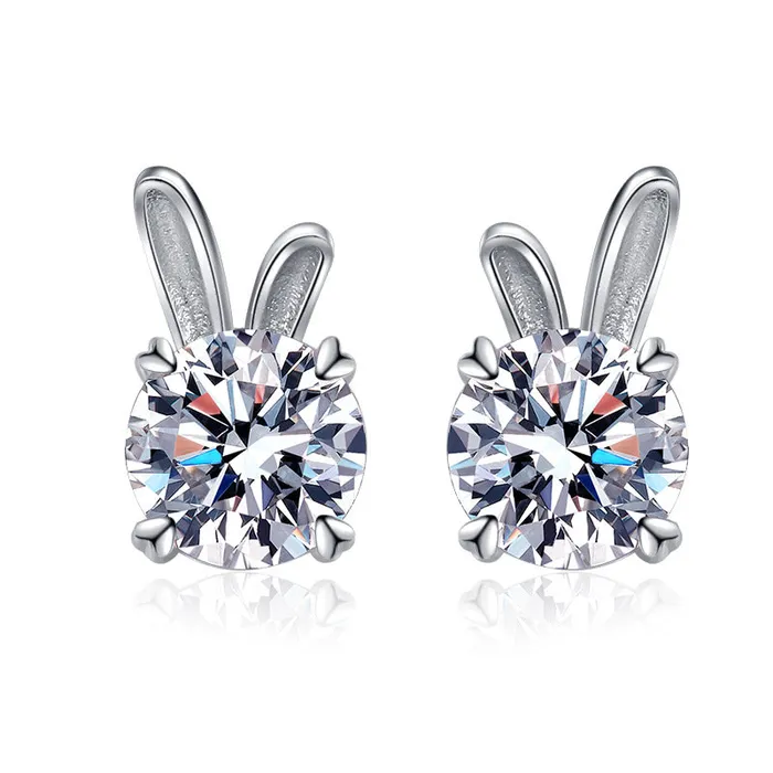 Trendolla Jewelry 925 Silver Cute Rabbit Moissanite Earrings Earrings