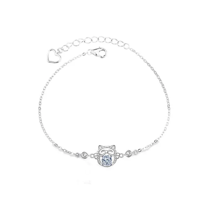Trendolla Jewelry Bracelets Cute Fortune Cat Moissan Diamond Bracelet