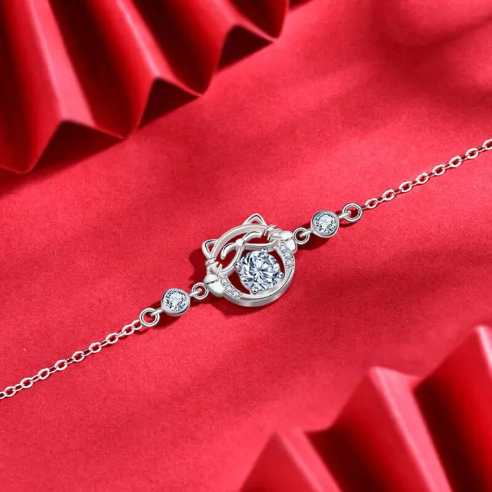 Trendolla Jewelry Bracelets Cute Fortune Cat Moissan Diamond Bracelet
