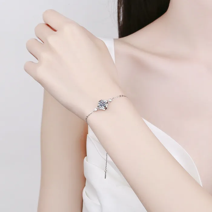 Trendolla Jewelry Bracelets Sterling Silver Clover Moissanite Bracelet