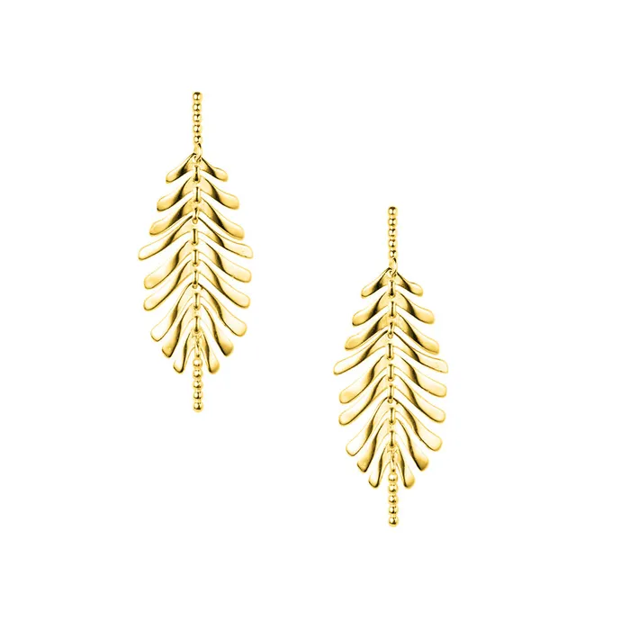 Trendolla Jewelry Earrings S925 Silver Glossy Tassel Leaf Drop Earrings