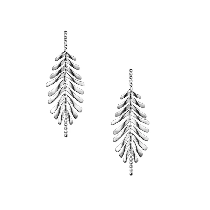 Trendolla Jewelry Earrings S925 Silver Glossy Tassel Leaf Drop Earrings