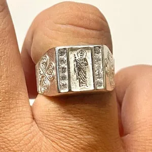 Trendolla Jewelry Rings Silver 925 CZ San Judas Tadeo Ring