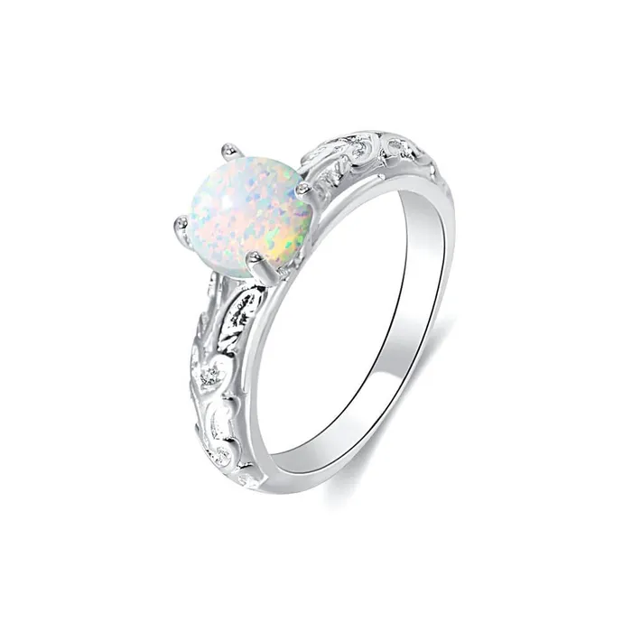 Trendolla Jewelry Rings Sterling Silver Simple Exquisite Opal Ring